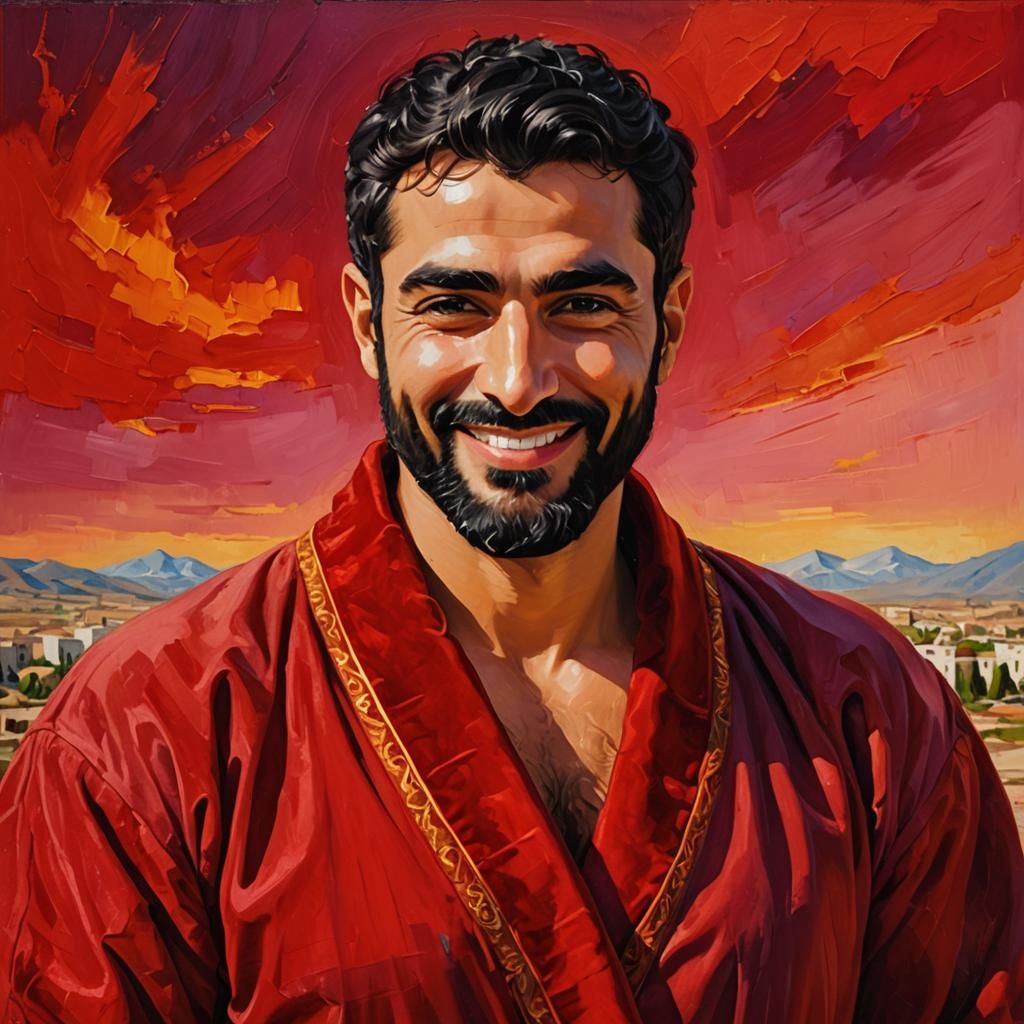 Red Velvet Portrait in Neo-Impressionist Style