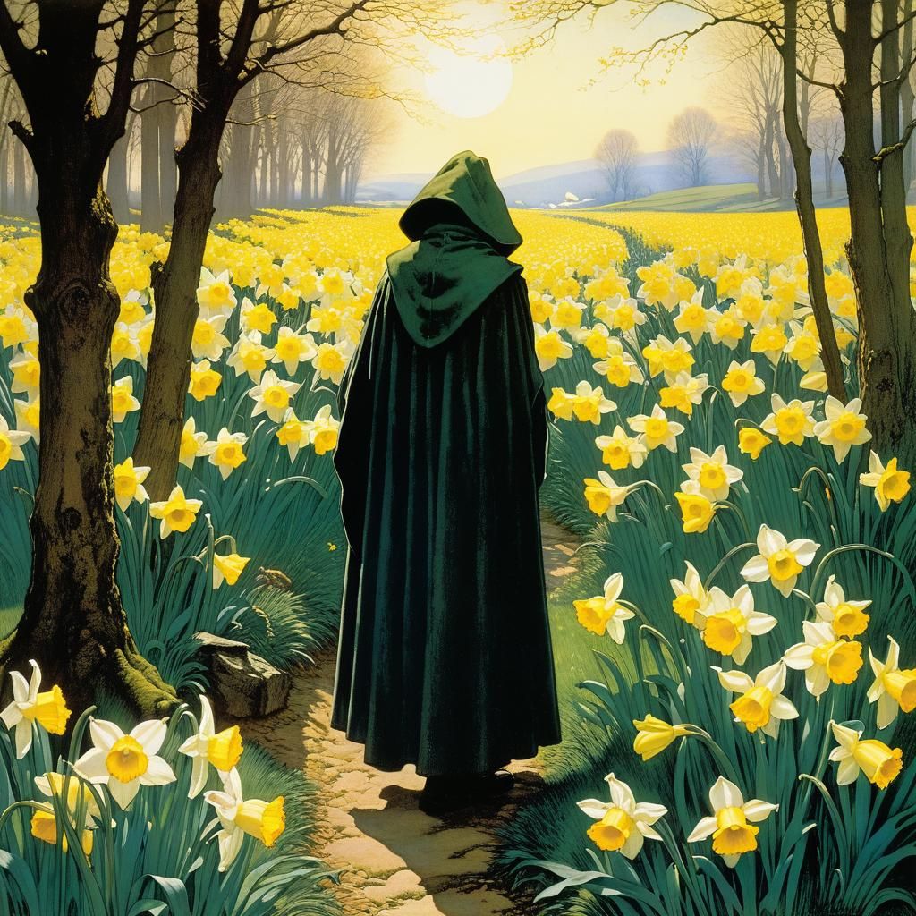 Hooded Augur at Festival: Golden Age Illustration