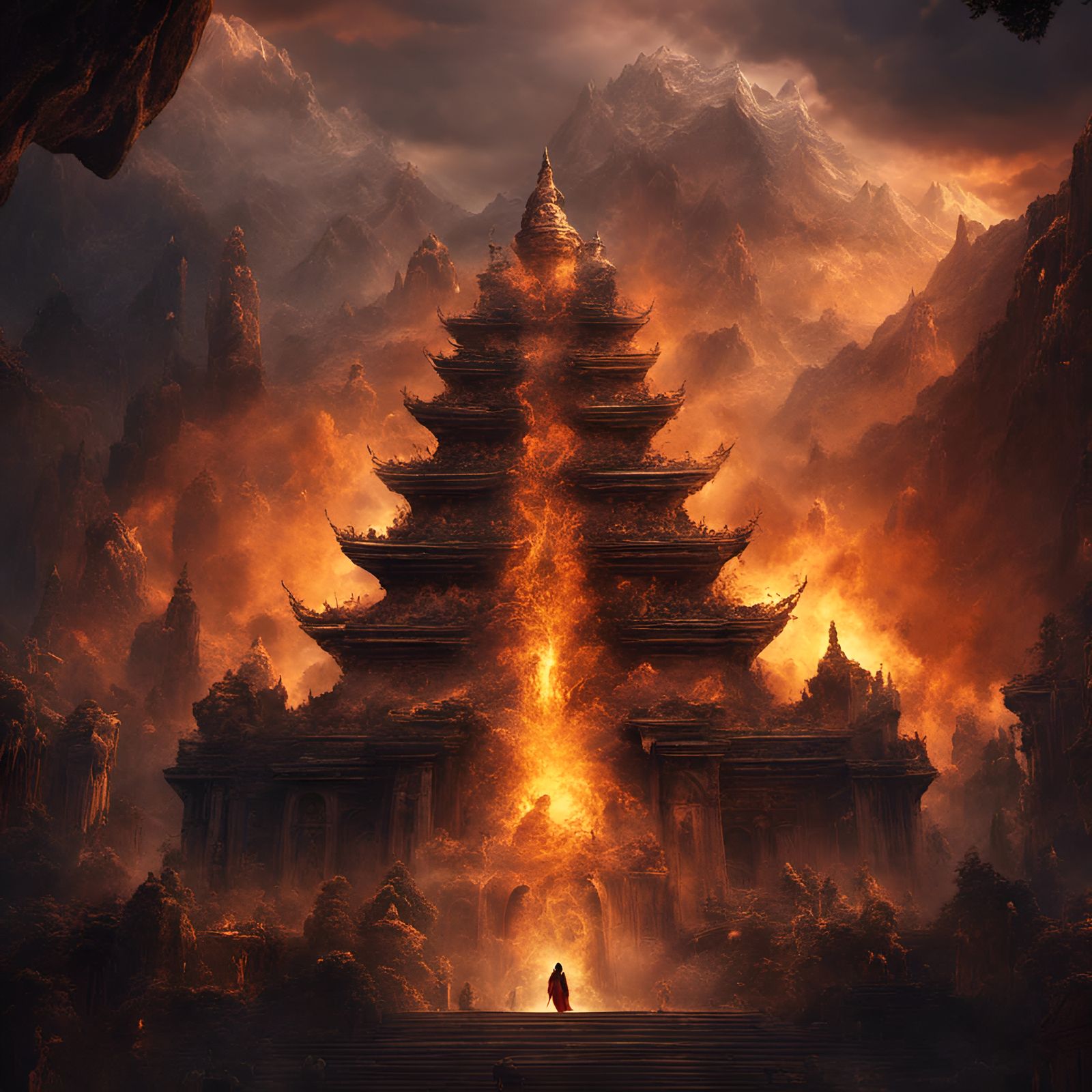 Temple of Fire: Detailed Matte Painting in Unreal Engine