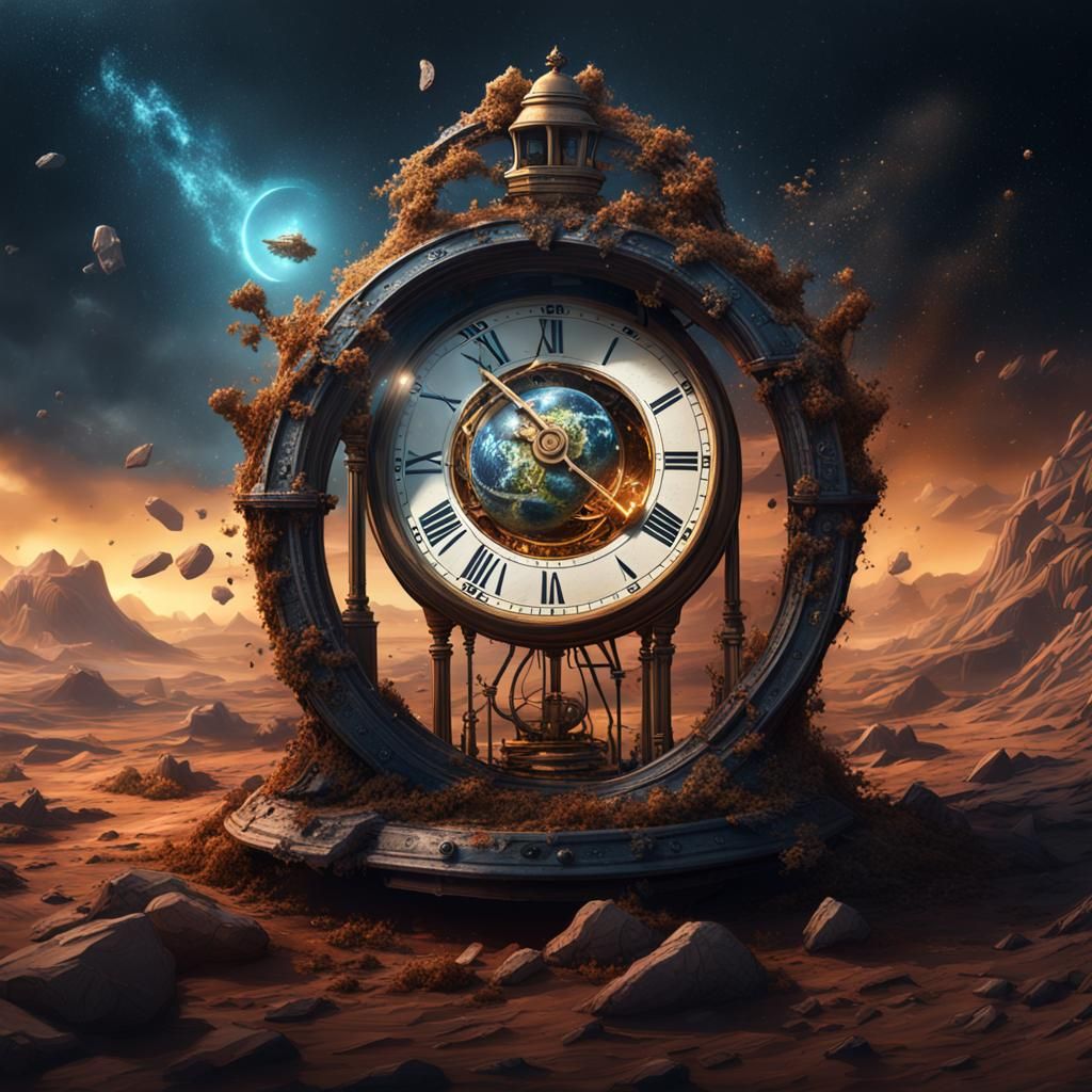 Cursed Clock in Space Controls World: Digital Art