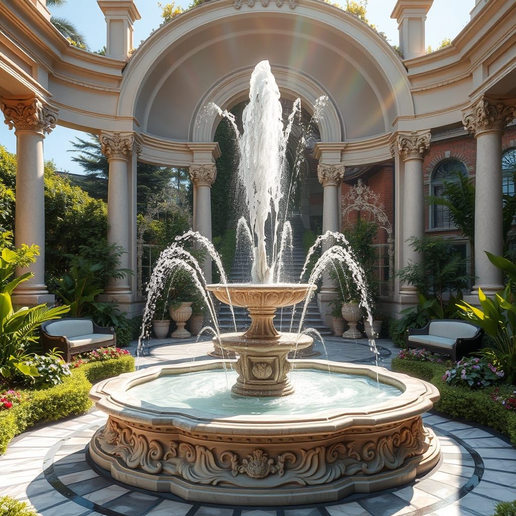 Majestic Fountain in Opulent Garden Setting