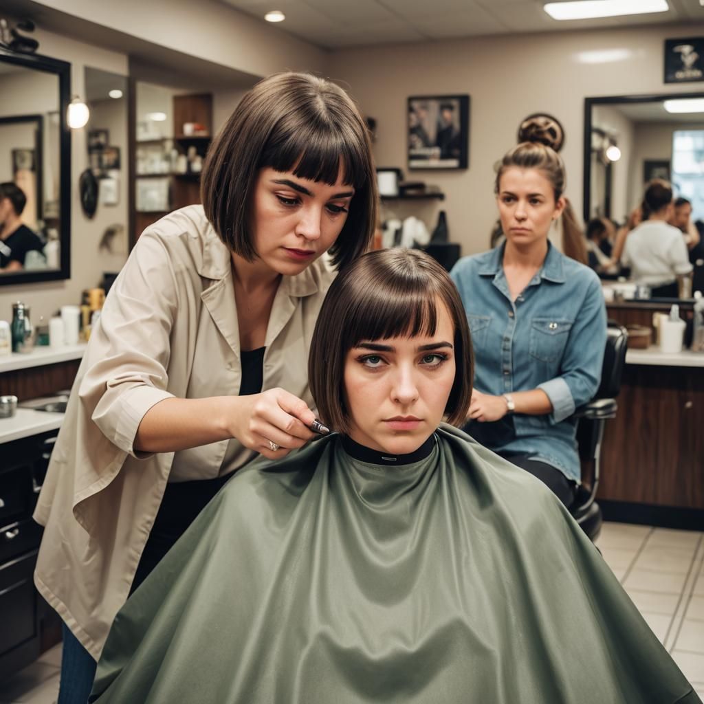 Upset Teen's Forced Haircut: A Portrait in Disbelief