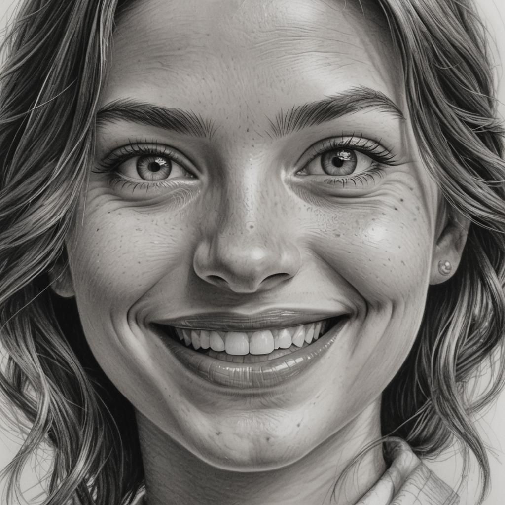 Hyper-Realistic Pencil Drawing of a Girl's Smile