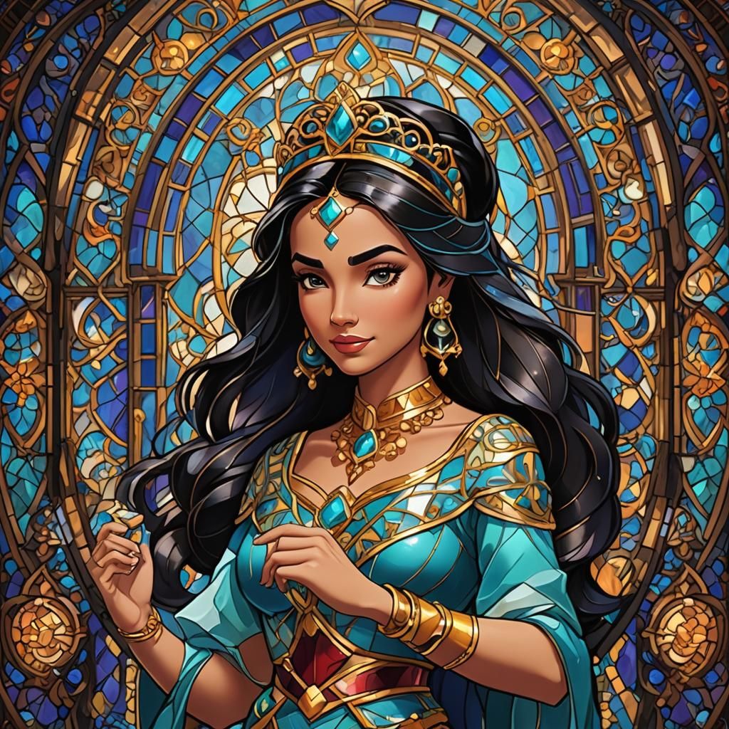Diamond Stained Glass Painting of Princess Jasmine