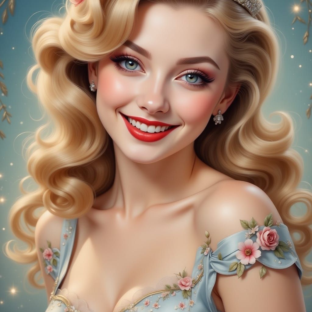 Ethereal Princess Portrait in Dreamy Pre-Raphaelite Style