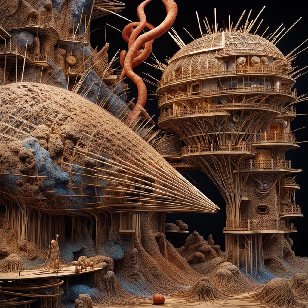 Matchstick City: A Hyperdetailed Surrealist Vision