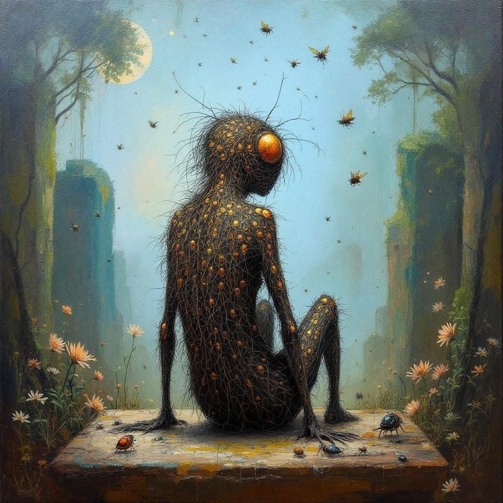 Formico: Hairy Body with Crawling Bugs, Acrylic on Canvas