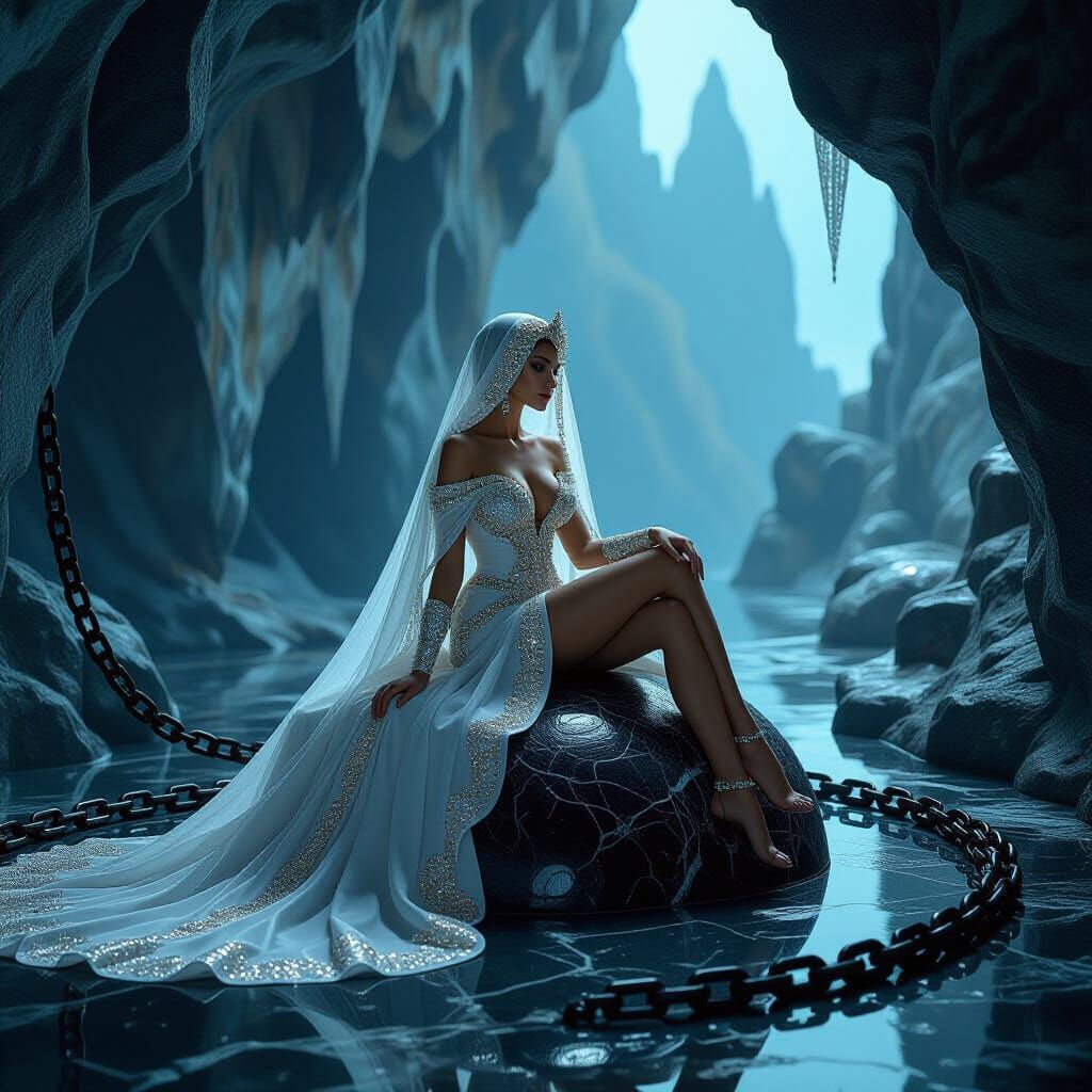 Snail-Woman in Marble Home, Ethereal Cloak