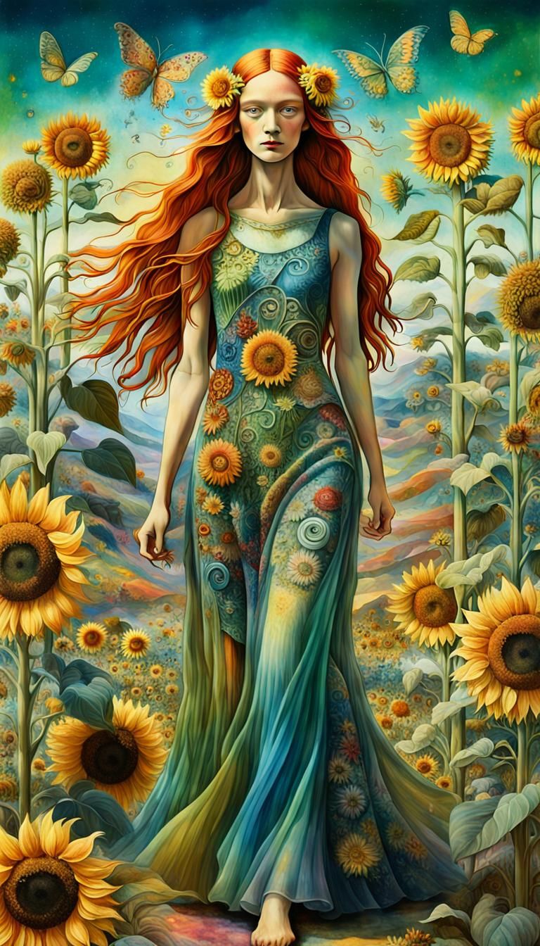 Surreal Flower Fairy Dreamscape Inspired by Salvador Dali