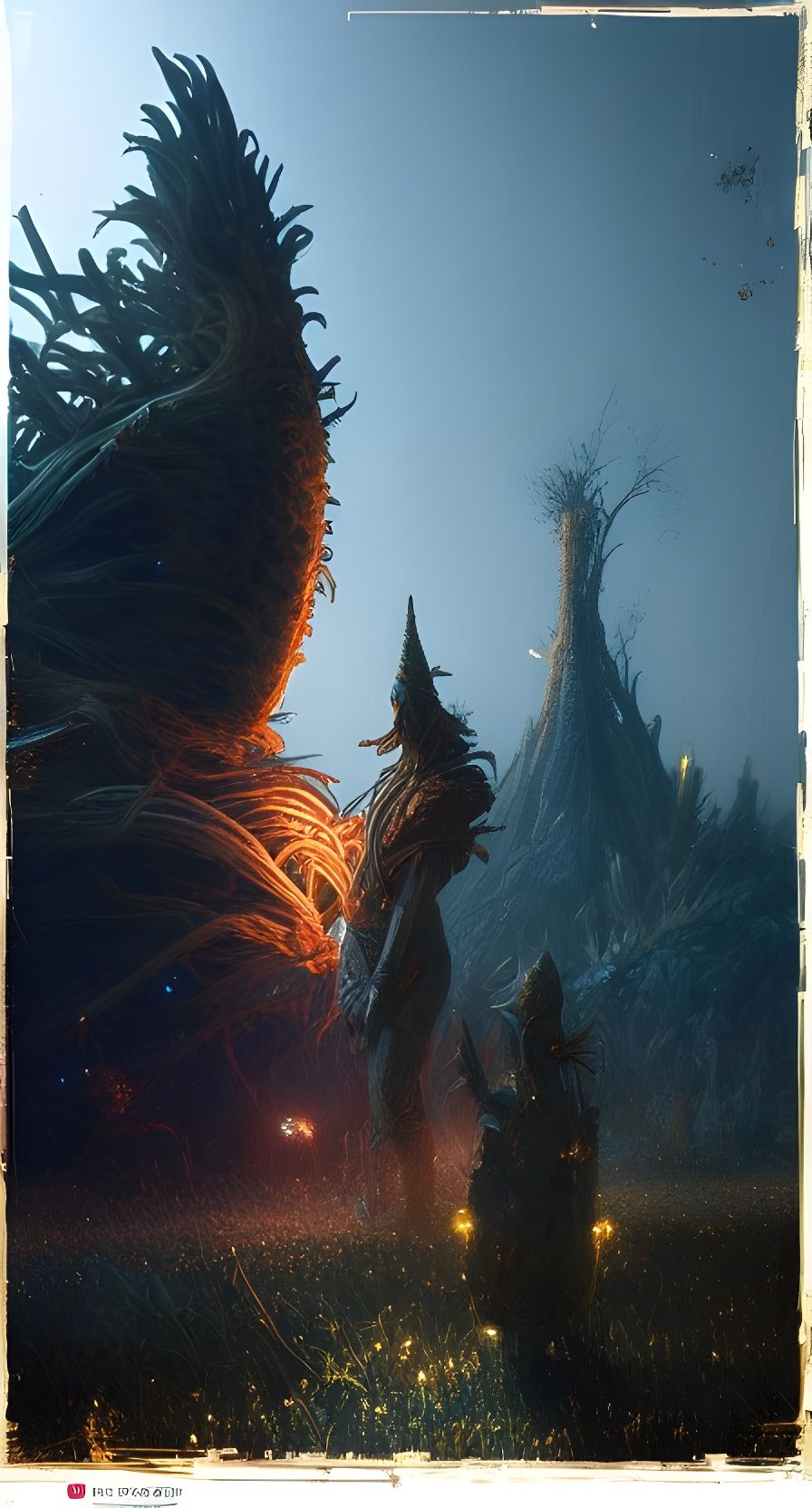 Cosmic Maize Creatures in a Detailed Fantasy Landscape