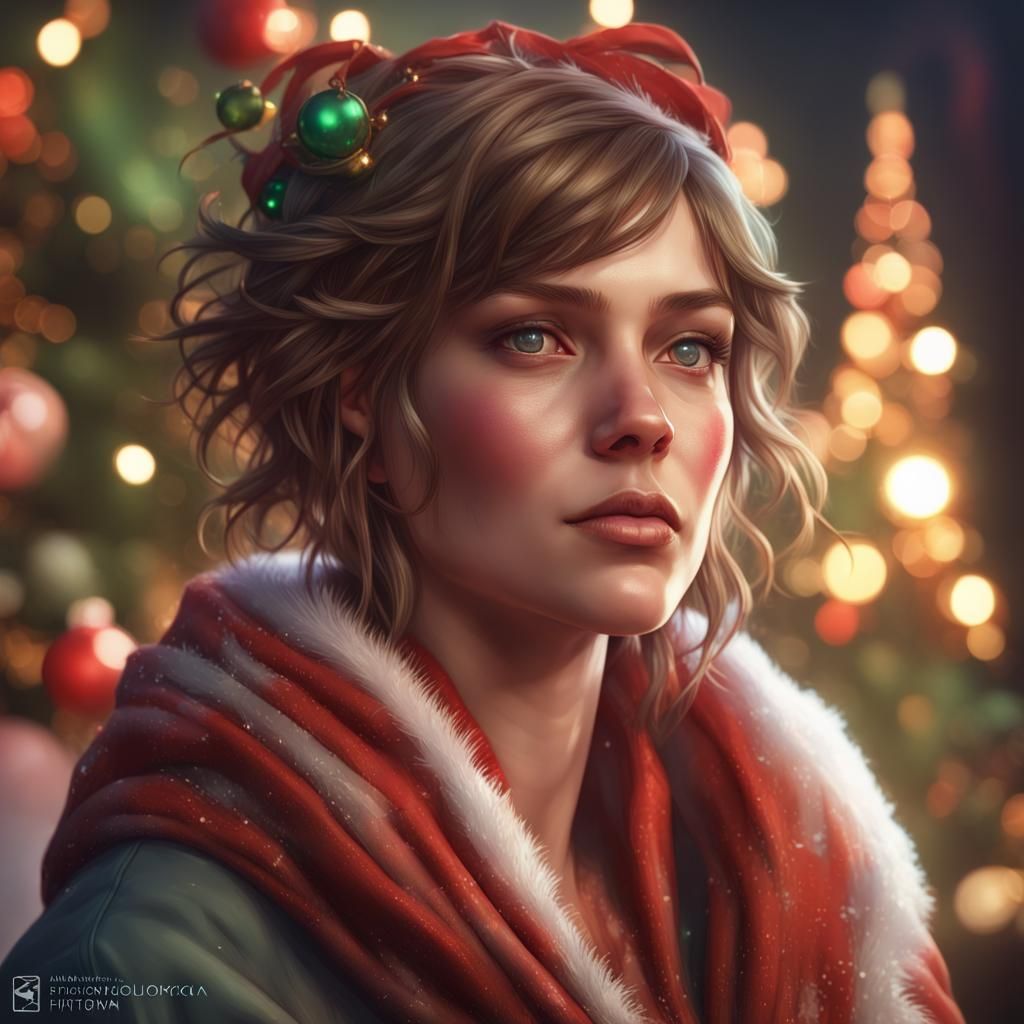 Cozy Christmas Portrait in Hyperdetailed Style