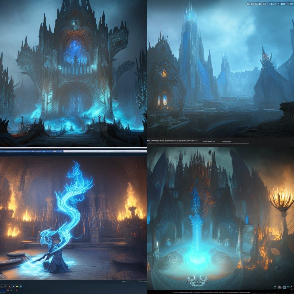 Detailed Arcane Magic Forge with Blue Flame