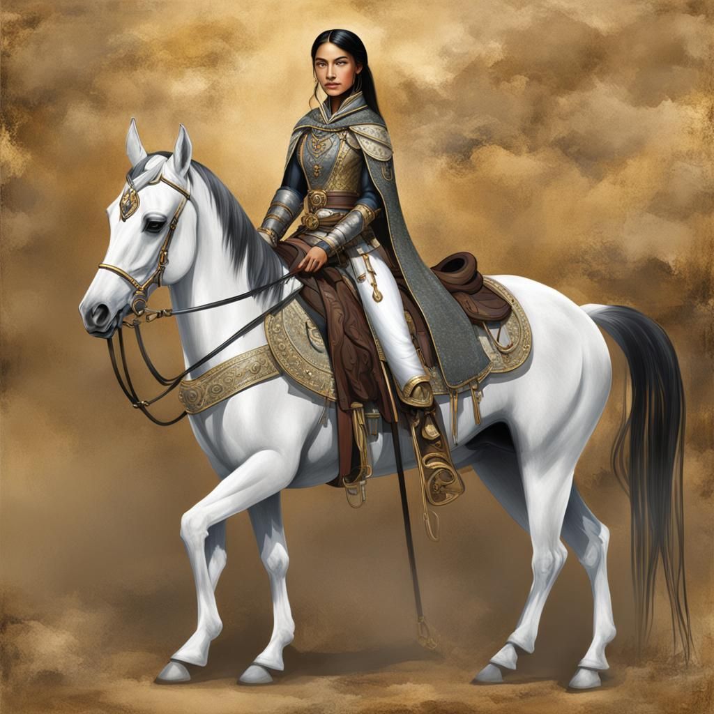 Scythian Princess on Arabian Horse: Hyperrealistic Image