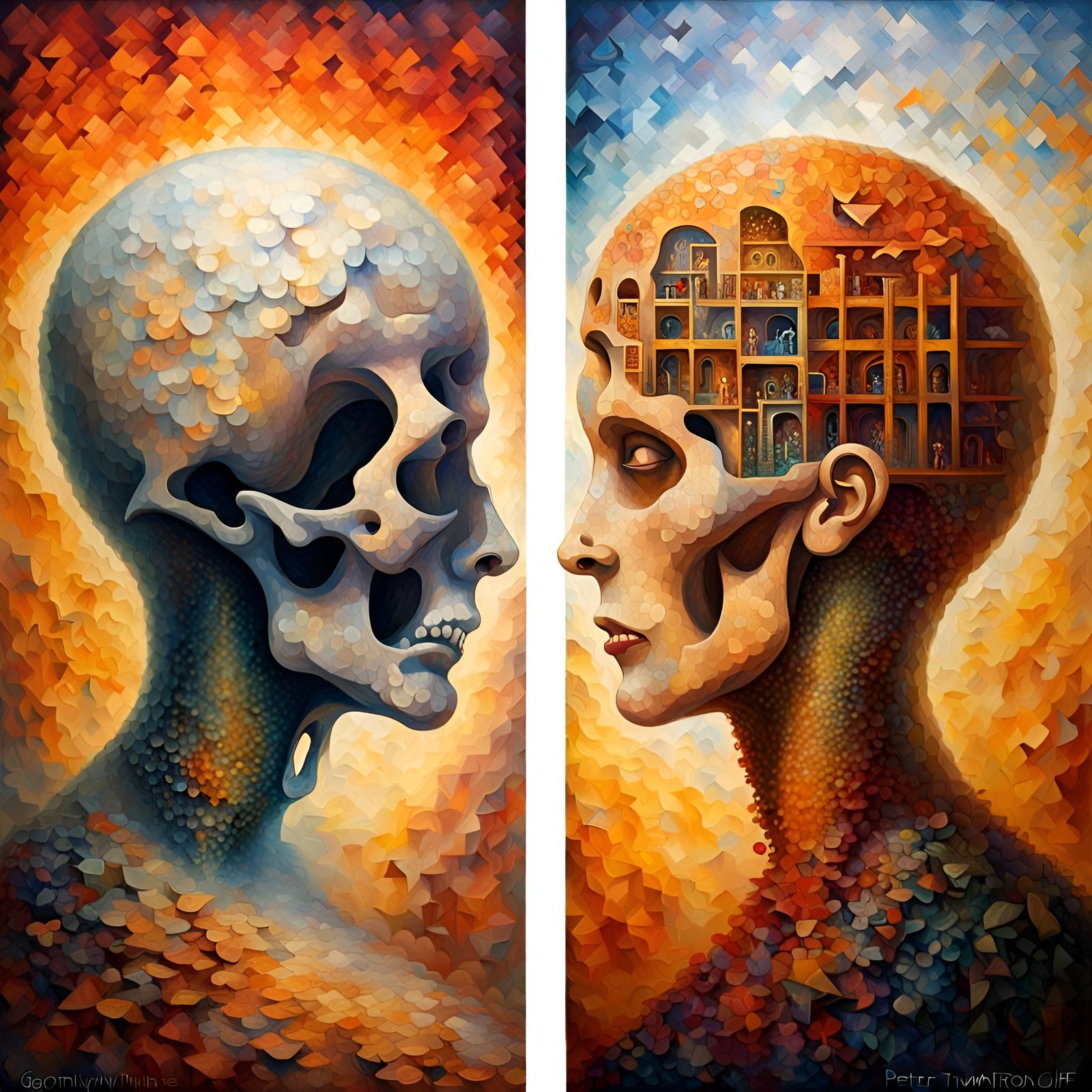Life and Death Dichotomy: Pointillist Twins