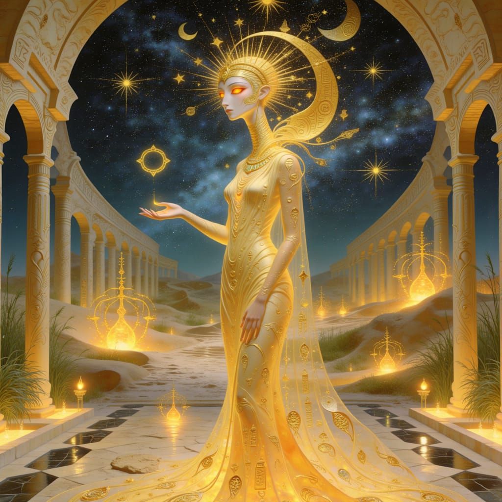 Alien Queen in Golden Headdress, Galaxy Palace