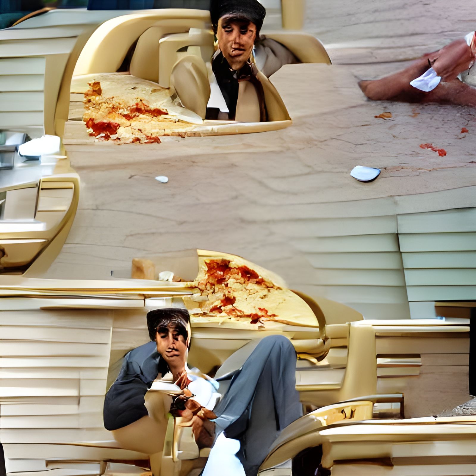 Man Eating Pizza on Film Set
