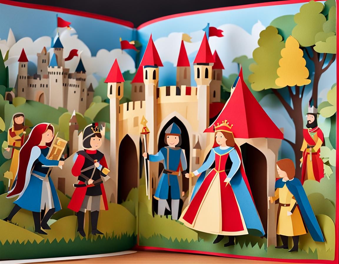 Medieval Scene in Pop-Up Book Style