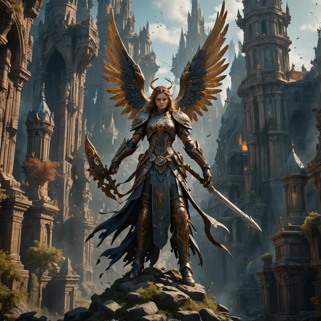 Detailed Matte Painting of Angelic Warriors