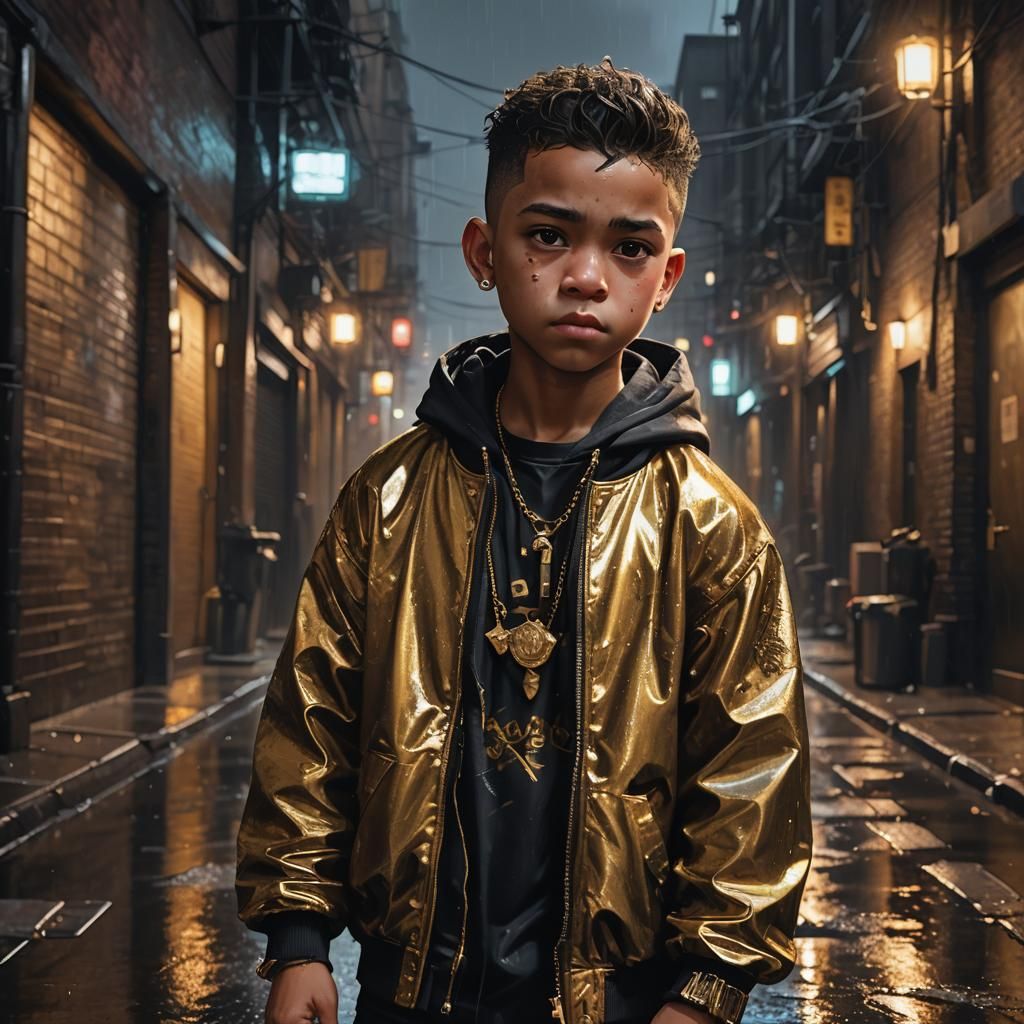 Baby Gang Member Portrait in Noir Style