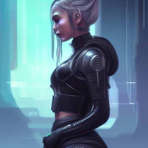 Hyperdetailed Cyberpunk Girl Digital Painting