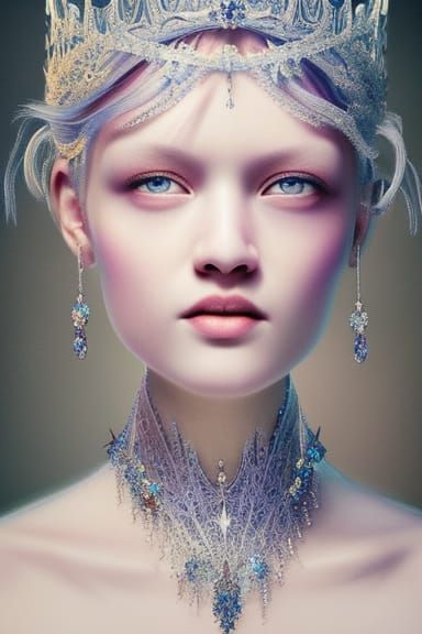 Ice Queen with Symmetrical Crown, Digital Illustration