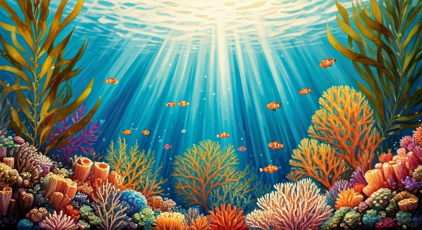 Enchanted Coral Reef: Impressionist Encaustic Painting