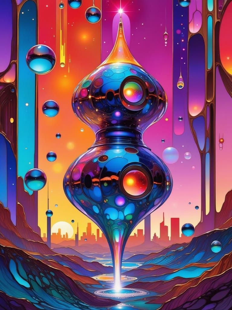 Vibrant, Kaleidoscopic Cityscape in Stroboscopic Depth