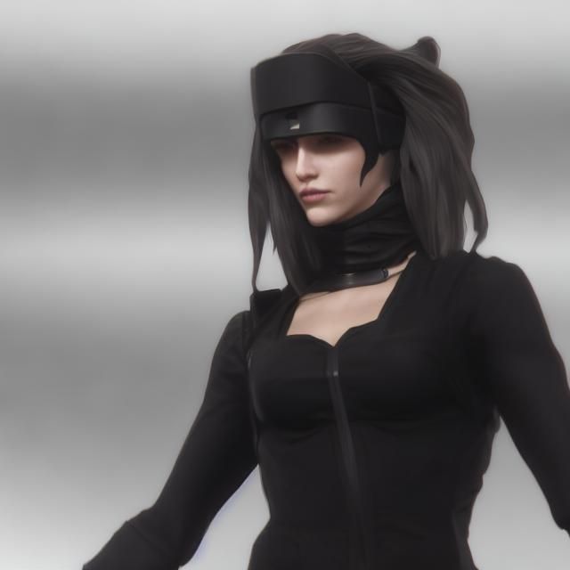 Goth Girl Portrait in Metal Gear Style