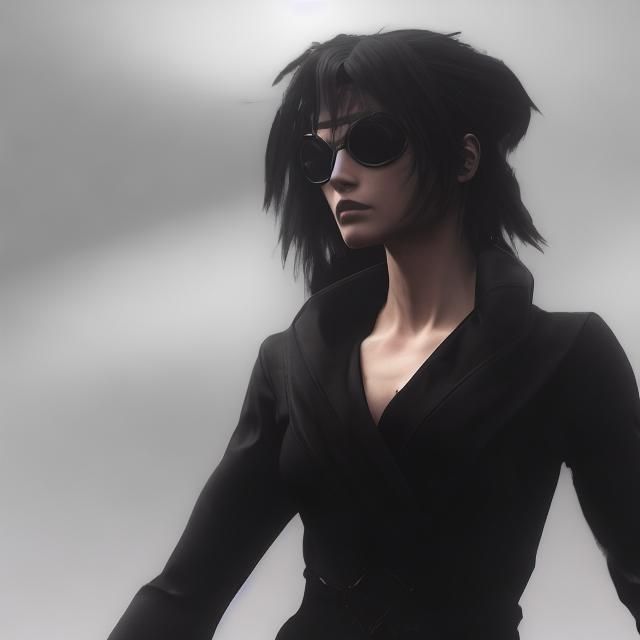 Goth Girl Portrait in PS1 Metal Gear Style