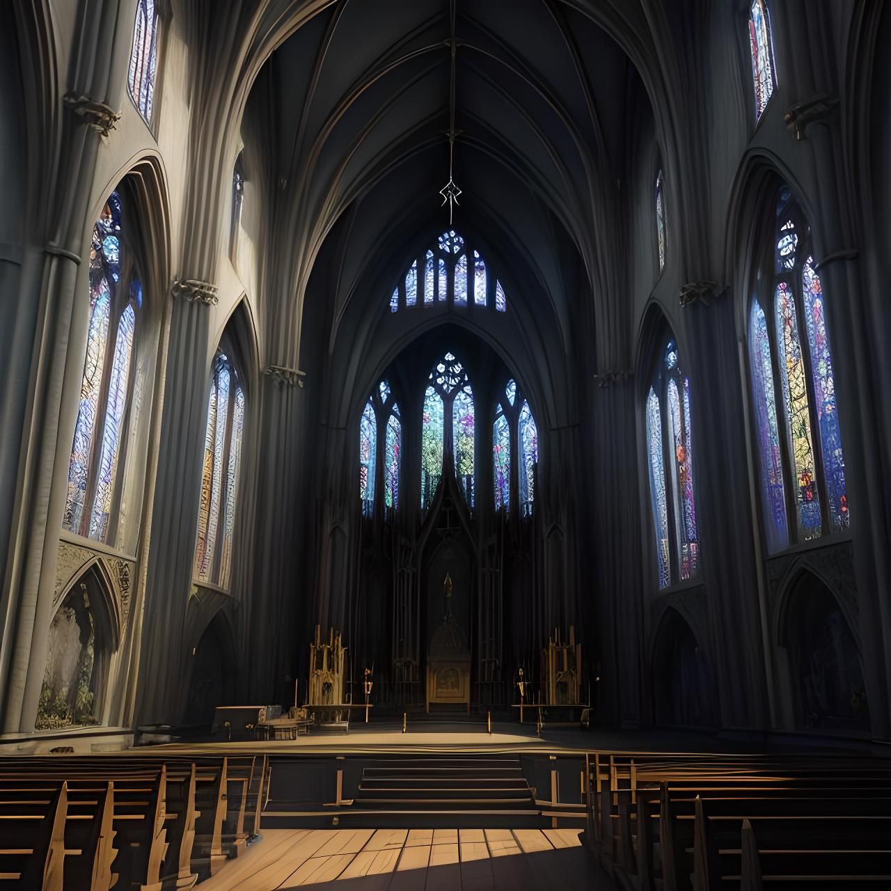 Gothic Church Interior: Detailed Matte Painting