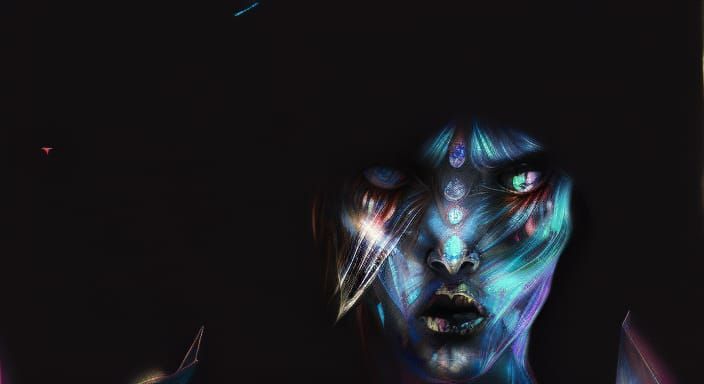 Alcohol Ink Portrait in Orphism Style