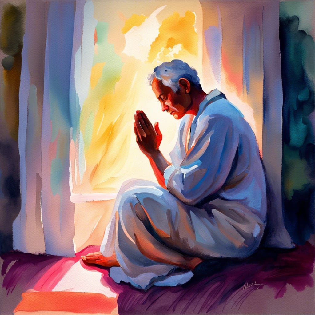 Contemplative Figure in Impressionistic Gouache Style