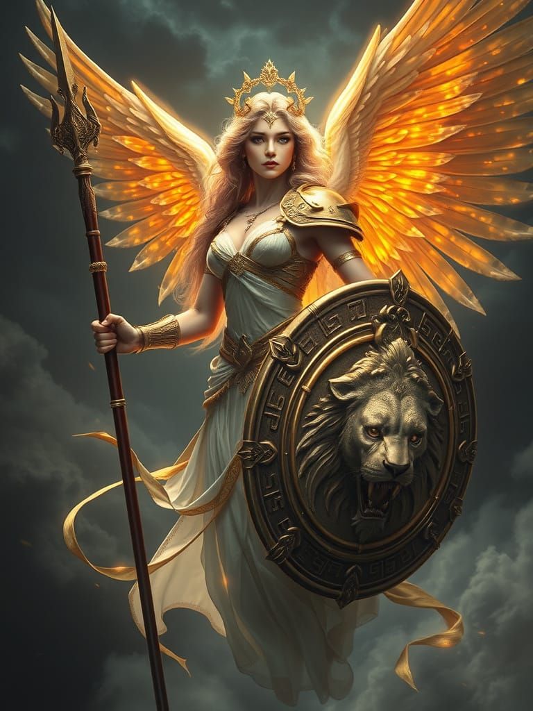 Hyper-Realistic Goddess of War Dominates the Heavens