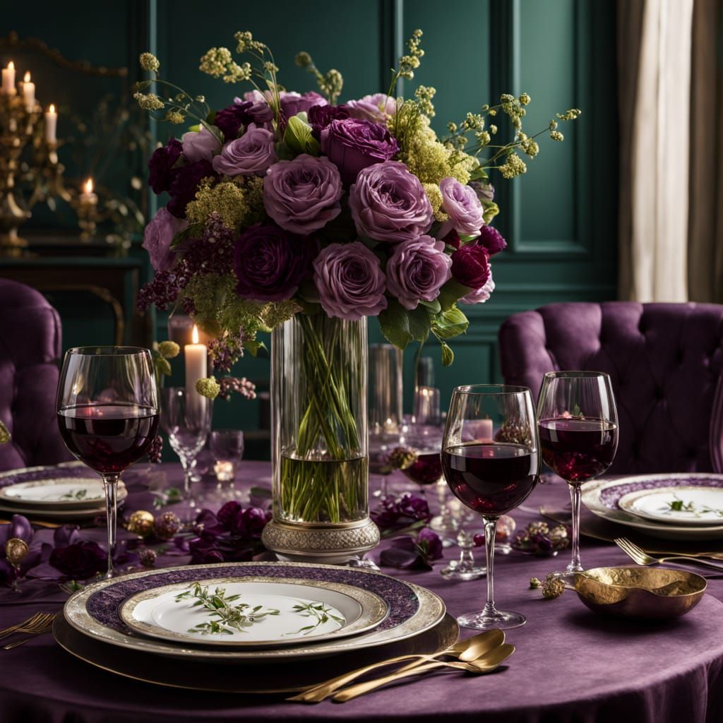 Elegant Evening Table Setting in Opulent Luxury Style
