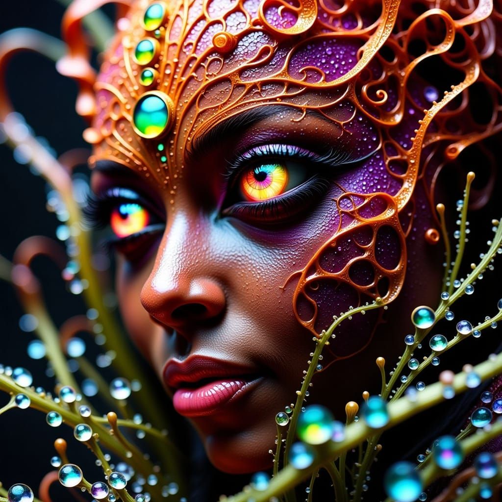 <lora:Intricacy Vibe:1.0> EXQUISITELY BEAUTIFUL FACE 3D TWINKLE LIGHTS MACRO CURLICUES STAMENS ANTHERS FILAMENTS MOST IN...