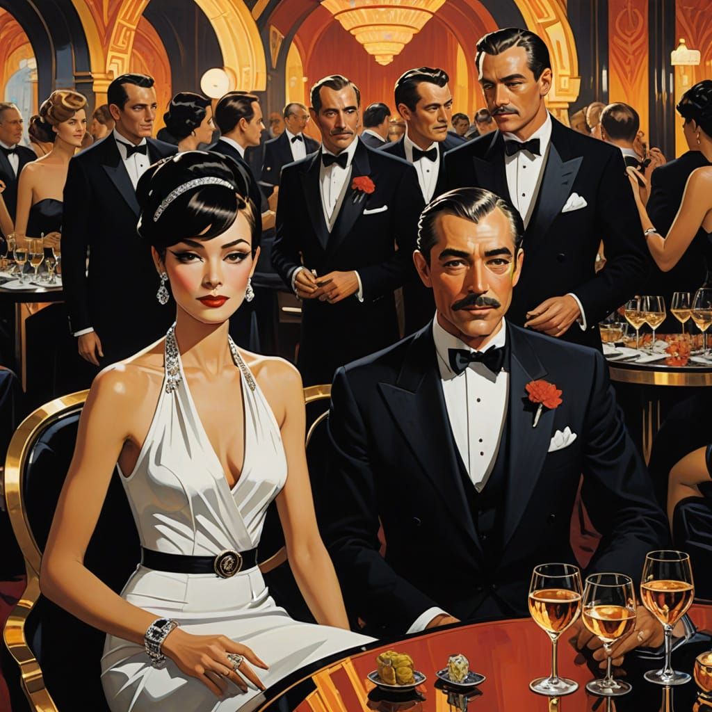 Glamorous Nightlife Scene in Art Deco Style