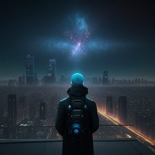 Ethereal Cityscape of Futuristic Skyscrapers in Nebula Glow