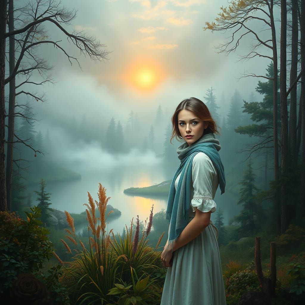 Ethereal Dawn in a Whimsical Forest