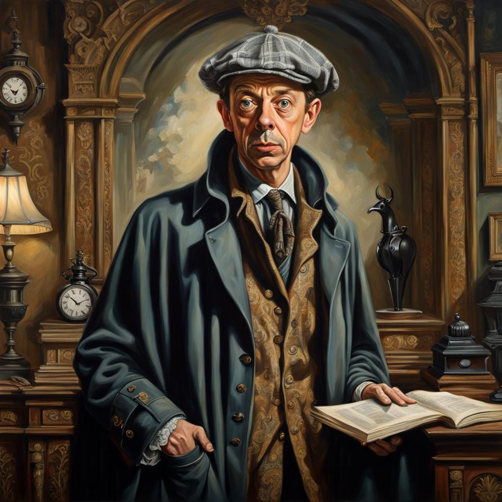 Sherlock Holmes Investigation: Heroic Realist Oil Painting