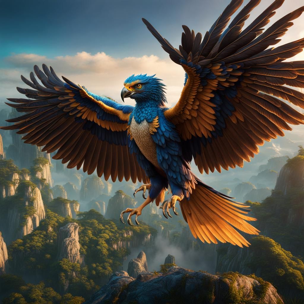Brazilian Harpy with Open Wings in Detailed Matte Painting