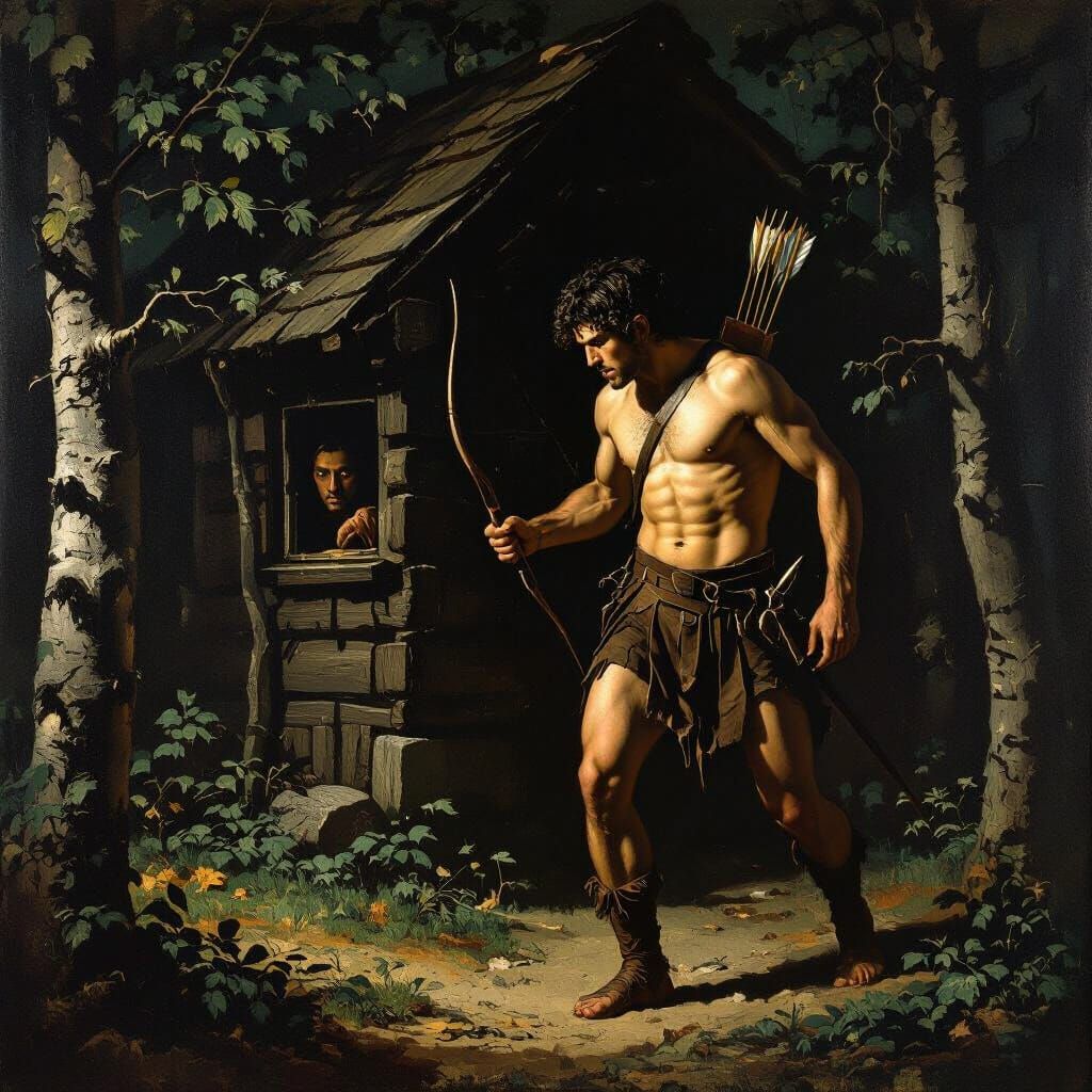 Dark Fantasy Warrior Bleeds in Forest