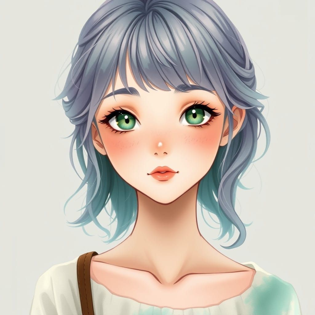 Ethereal Anime-Inspired Young Woman with Mystical Aura