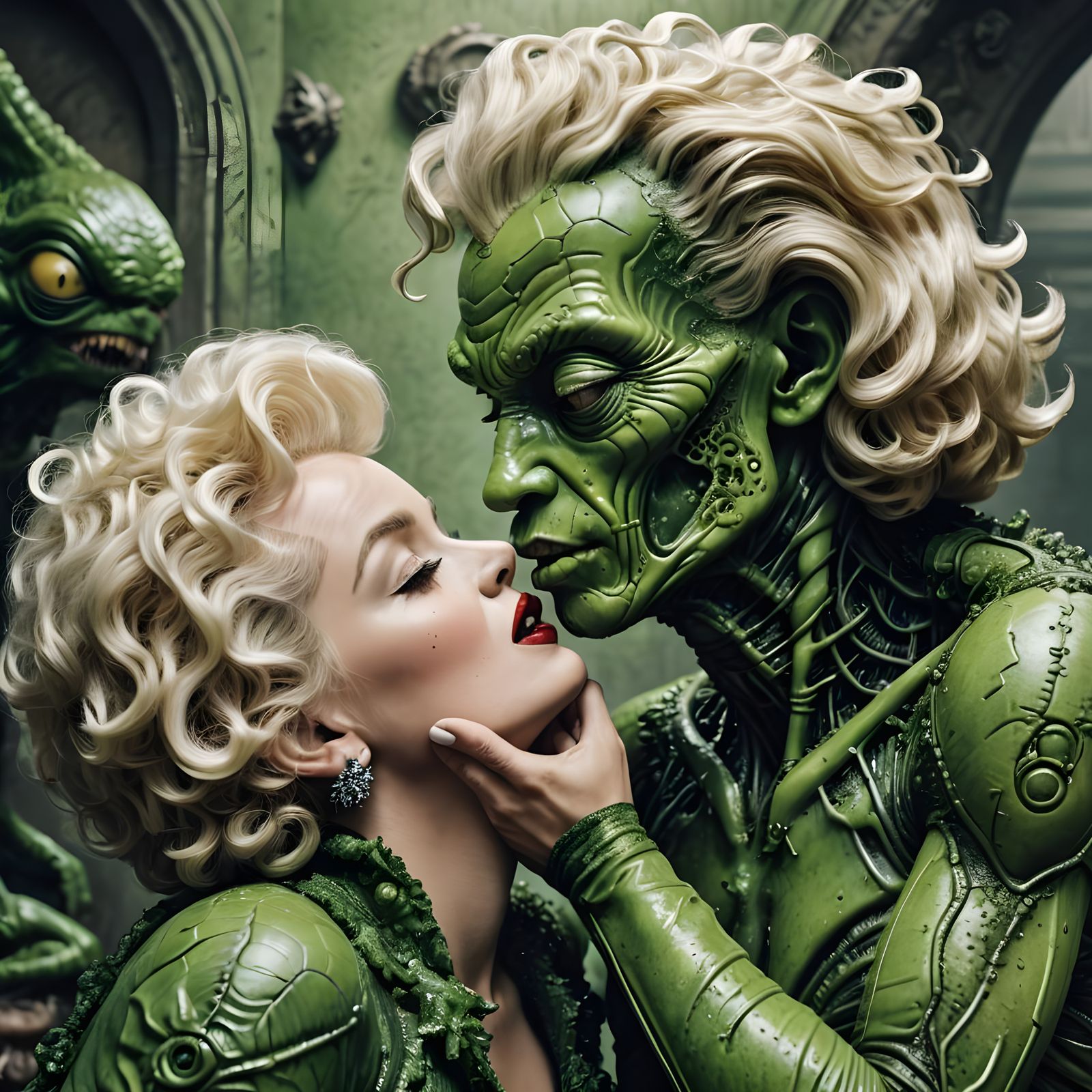 Marilyn Monroe's Extraterrestrial Kiss: A Hyperrealistic Por...