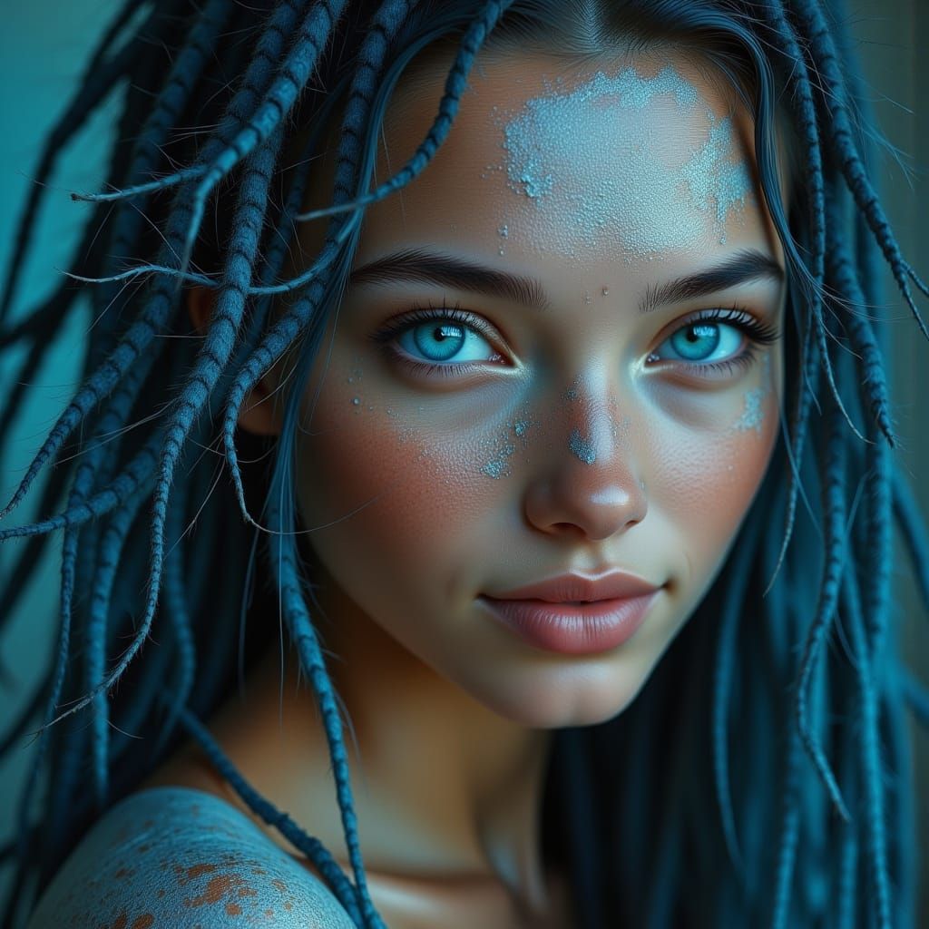 Masculine Gynoid Idol with Blue-Steel Eyes