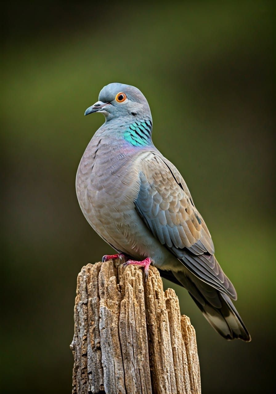Majestic Passenger Pigeon in Golden Ratio Composition