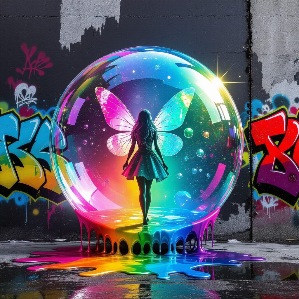 Magical Fairy World in Colorful Graffiti Art Style