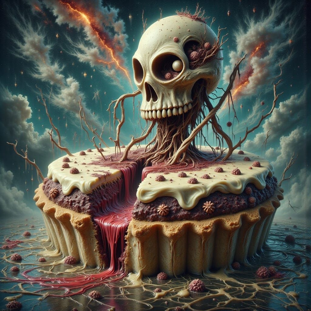 Surreal Steampunk Pie in an Oceanic Geode House