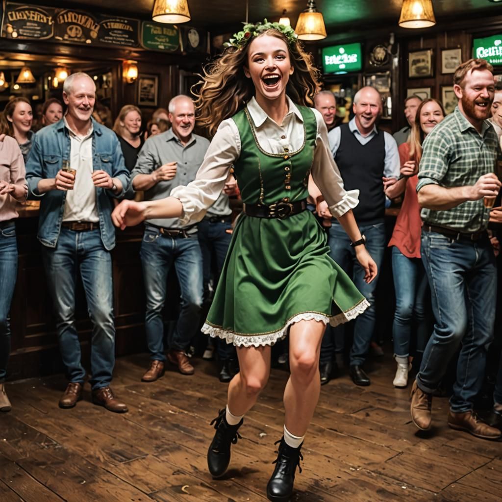 Realistic Irish Girl Dancing an Irish Jig