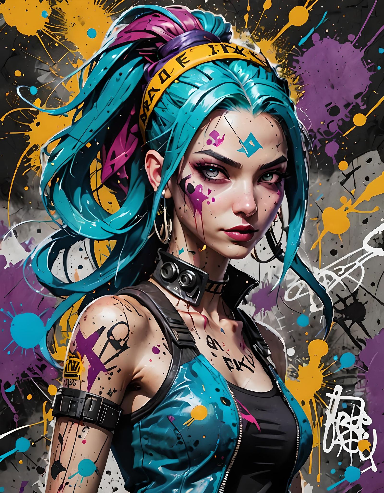 Jinx from Arcane: Graffiti Oil Painting
