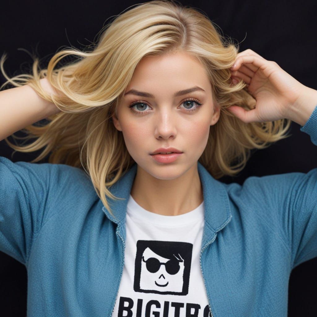 Playful Blonde Girl in Disheveled State